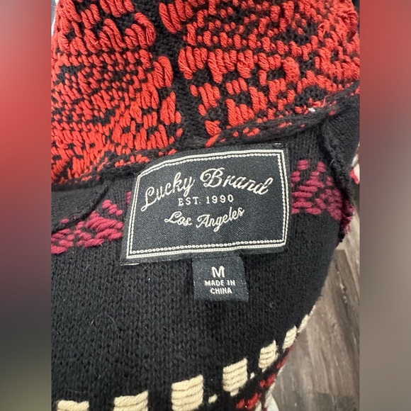 Lucky Brand Aztec Open Front Womens Medium Long Sleeve Cardigan Sweater Linen - Picture 5 of 6